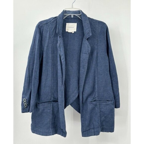 Anthropologie Jackets & Blazers - ANTHROPOLOGIE jacket blazer linen blend tulip back casual pockets blue 10